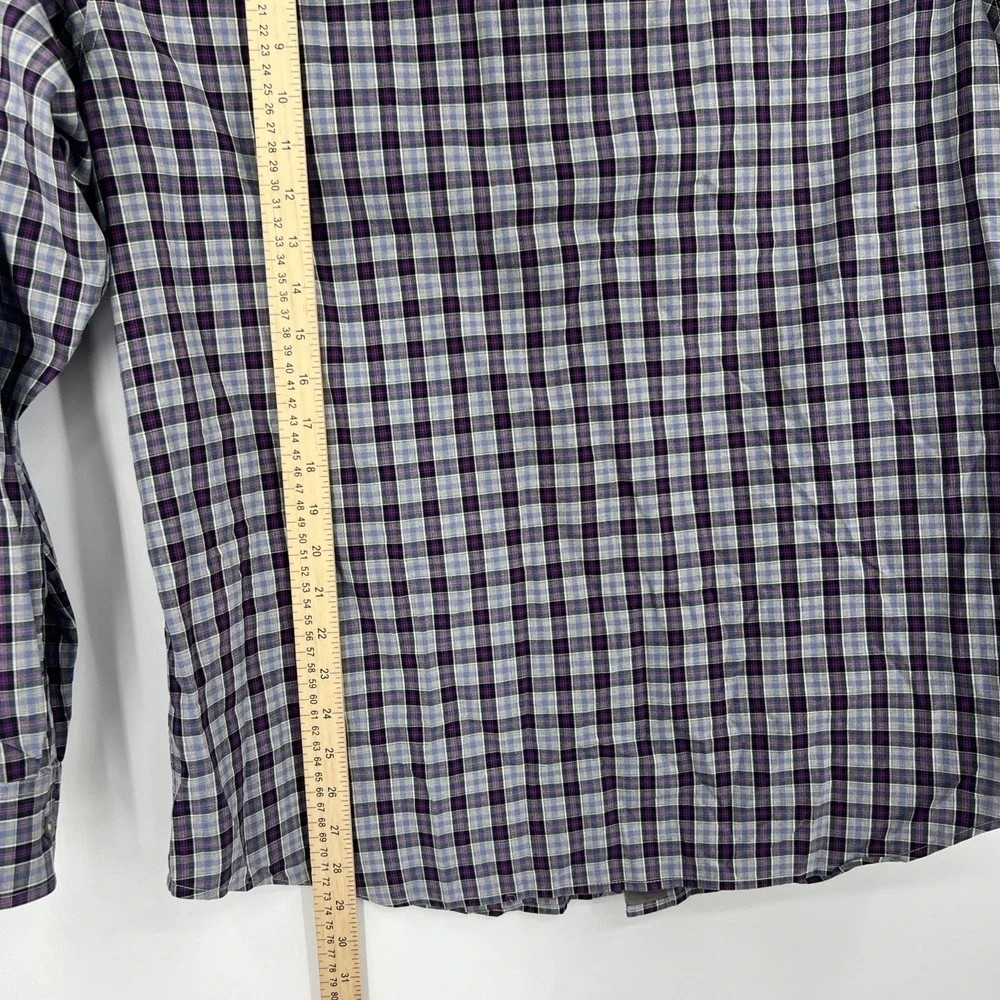 Banana Republic Purple Mens Plaid‎ Button Up Shirt Size Large 16-16 1/2